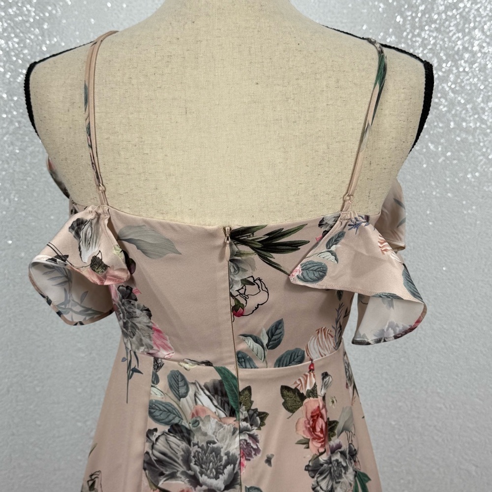 Revolve Majorelle Salsa Dress in Pink Bellbird size small Ruffle Cold Shoulder - Picture 6 of 16